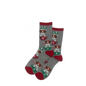 Hotsox Women's Graphic Sock - Dogs In Mugs