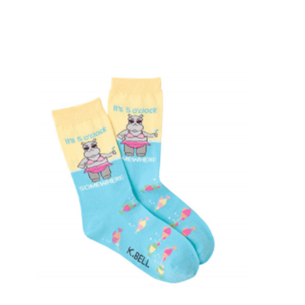 K.Bell Women's Graphic Sock - Hippo In Water