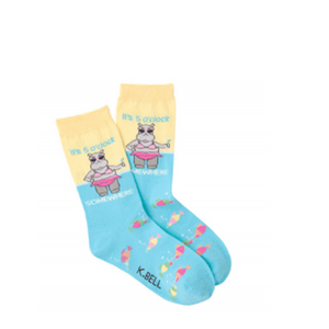 K.Bell Women's Graphic Sock - Hippo In Water